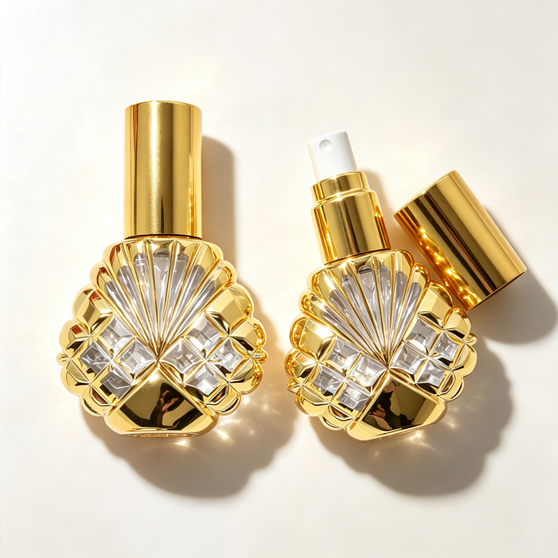 Perfume Fragrance Booster - ขวดสเปรย์น้ำหอมแก้วขนาด 15 มล. รูปทรงเปลือกหอยขนาดเล็ก ขวดเปล่าสำหรับเครื่องสำอางหรือแอลกอฮอล์ พร้อมหัวฉีดสเปรย์แบบพกพา