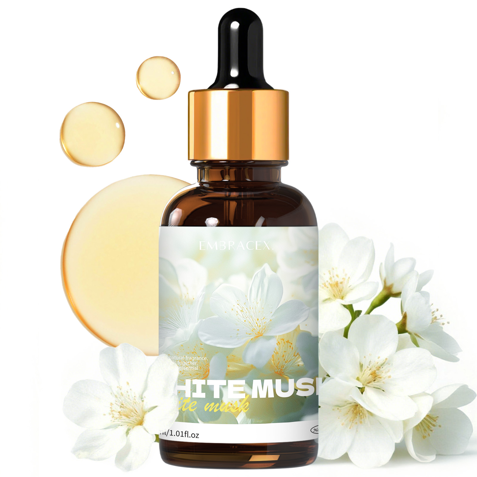 Musk White Oil - น้ำมันหอมระเหยไวท์มัสค์ 30 มล. สำหรับรถยนต์, สำหรับเครื่องกระจายกลิ่น, การทำเทียน,